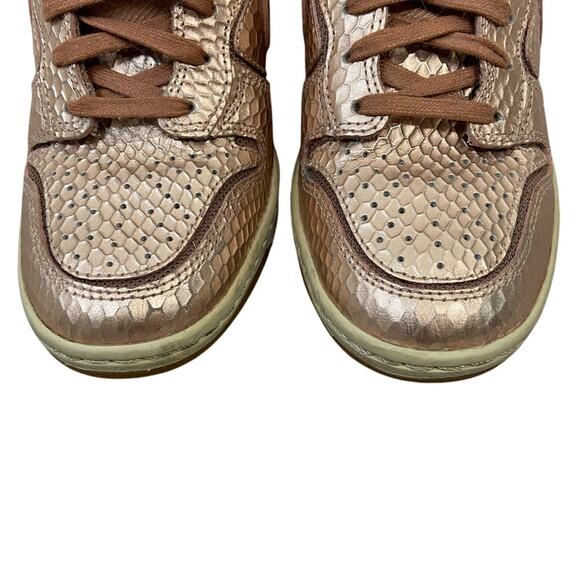 Nike Sky Hi Dunk Wedge High Top Sneakers Lace Up Snake Metallic Rose Gold Size 6 - Picture 6 of 11